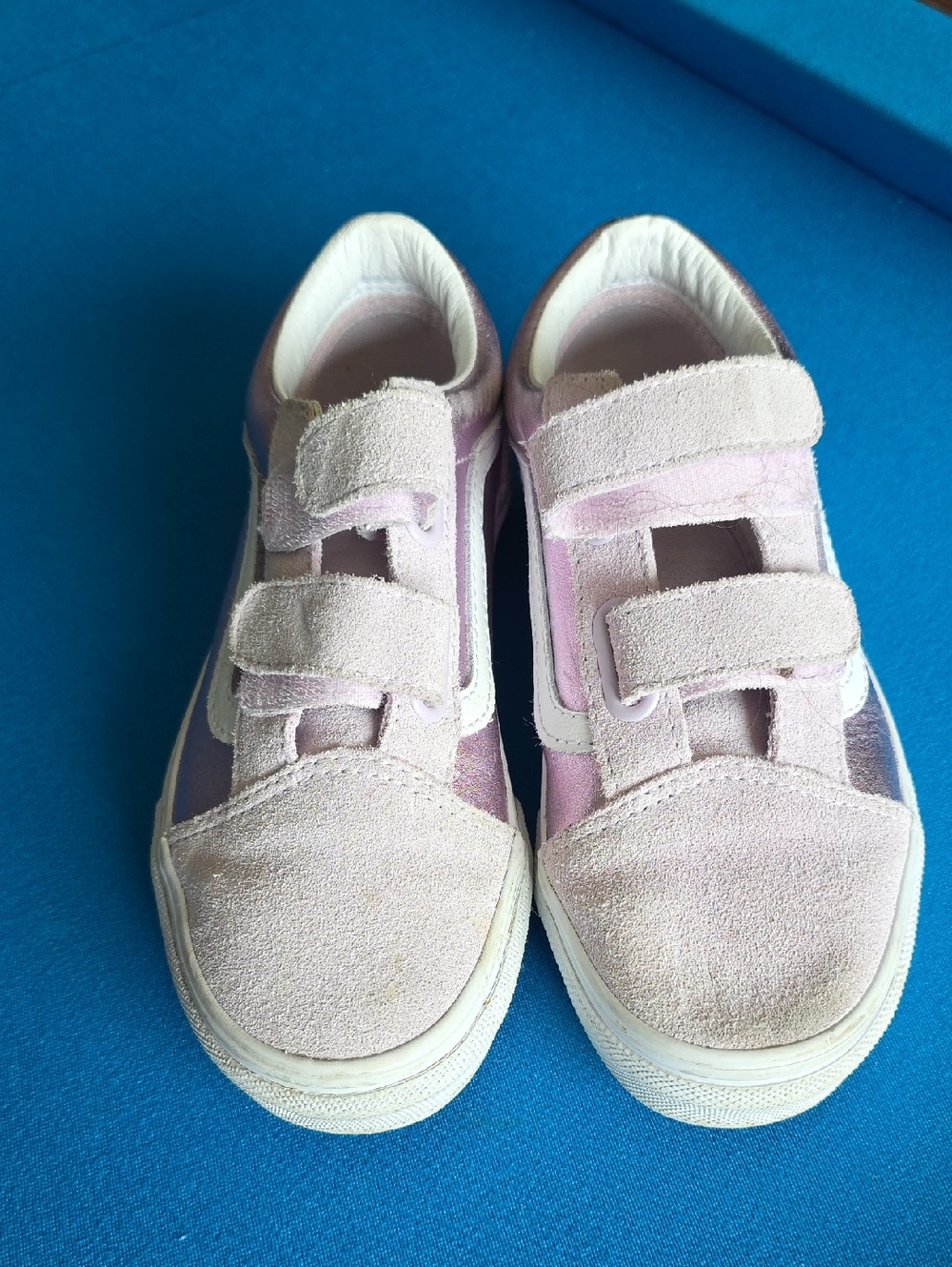 Vans Kids Pink Suede Velcro Sneakers